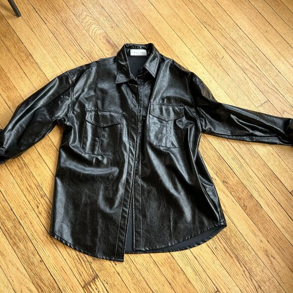 Olive Brand Jina Leatherette Shirt - Picture 2 of 2